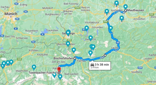 Mapa Mauthausen-Grossglockner